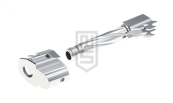 GunDay ツイスト式 アウターバレル & コンペンセイター セット(SIG / VFC M18 シルバー タイプA)