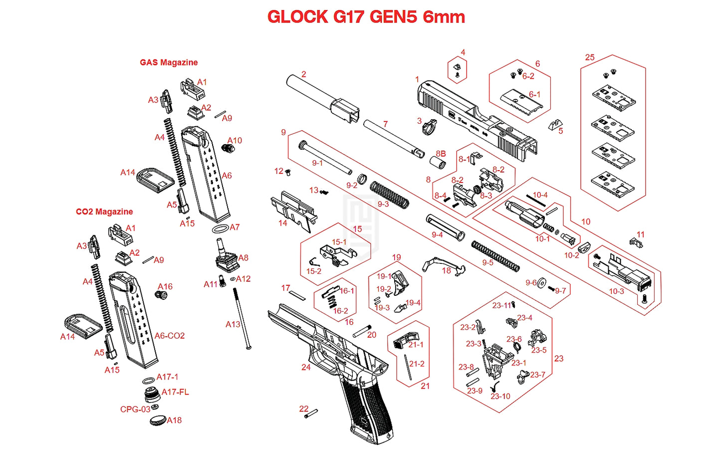 SRC G17 Gen5 MOS 純正パーツ ダイアグラム