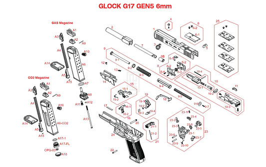 SRC G17 Gen5 MOS 純正パーツ ダイアグラム