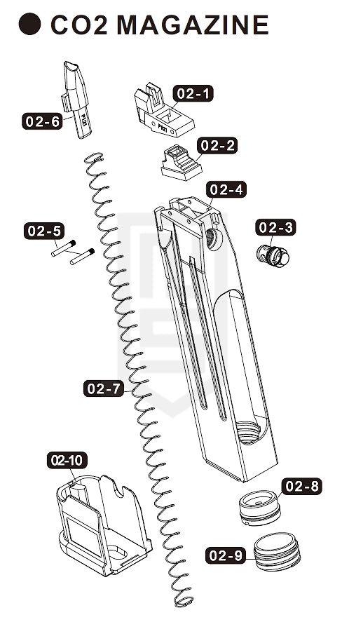 VFC M17 M18 シリーズ 純正パーツ ダイアグラム #5 - CO2 マガジン