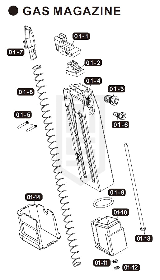 VFC M17 シリーズ 純正パーツ ダイアグラム #4 - ガスマガジン