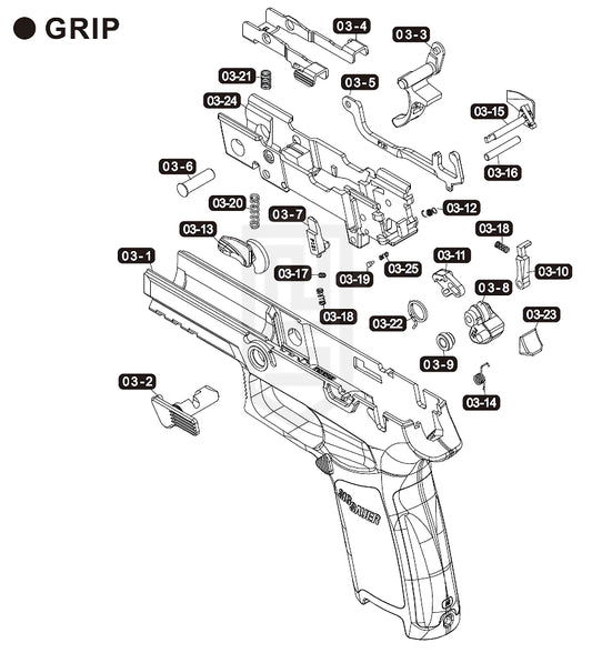 VFC M17 シリーズ 純正パーツ ダイアグラム #3 - グリップ