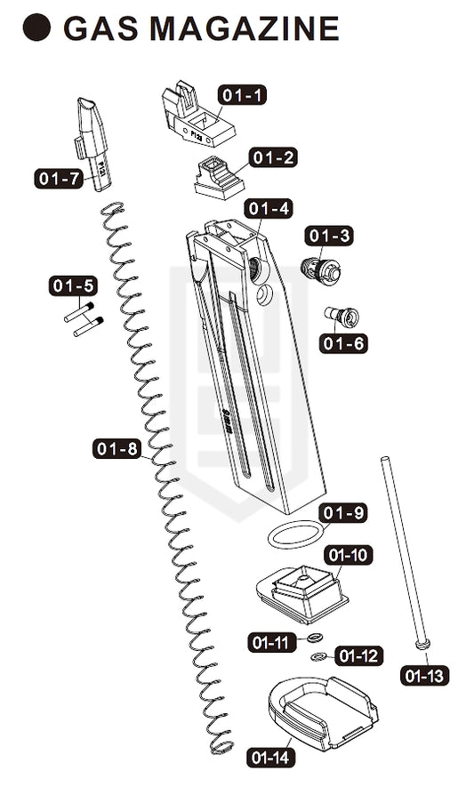 VFC M18 シリーズ 純正パーツ ダイアグラム #4 - ガスマガジン