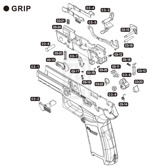 VFC M18 シリーズ 純正パーツ ダイアグラム #3 - グリップ