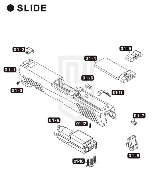 VFC M18 シリーズ 純正パーツ ダイアグラム #1 - スライド