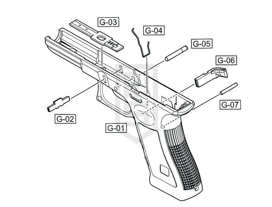 WE G-シリーズ (たん発 & 連発) 純正パーツ ダイアグラム #1