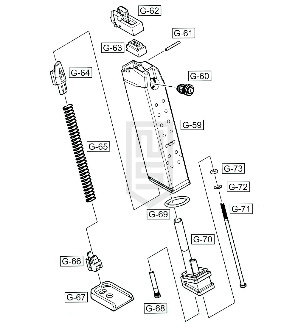 WE G-シリーズ (たん発 & 連発) 純正パーツ ダイアグラム #5