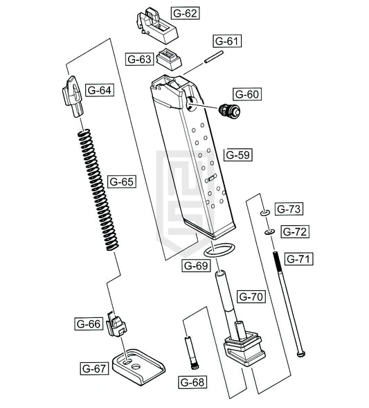 WE G-シリーズ (たん発 & 連発) 純正パーツ ダイアグラム #5